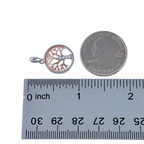 Giani Bernini Sterling Silver Rose Gold Plate Cubic Zirconia Family Tree Pendant - Picture 3 of 3